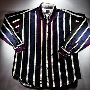Vintage 90’s Striped Men's Buttondown Shirt - Blue, Red, Yellow,‎ Green